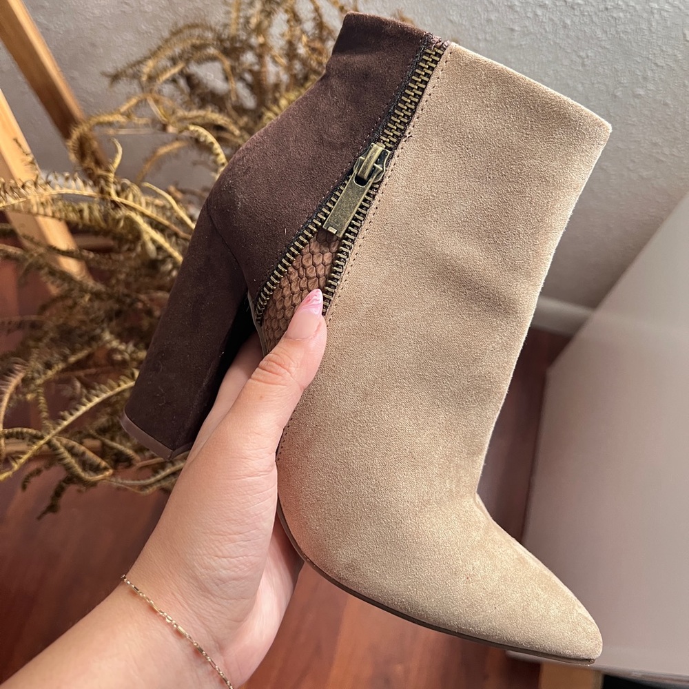 Rosamund Patchwork Block Heeled Bootie